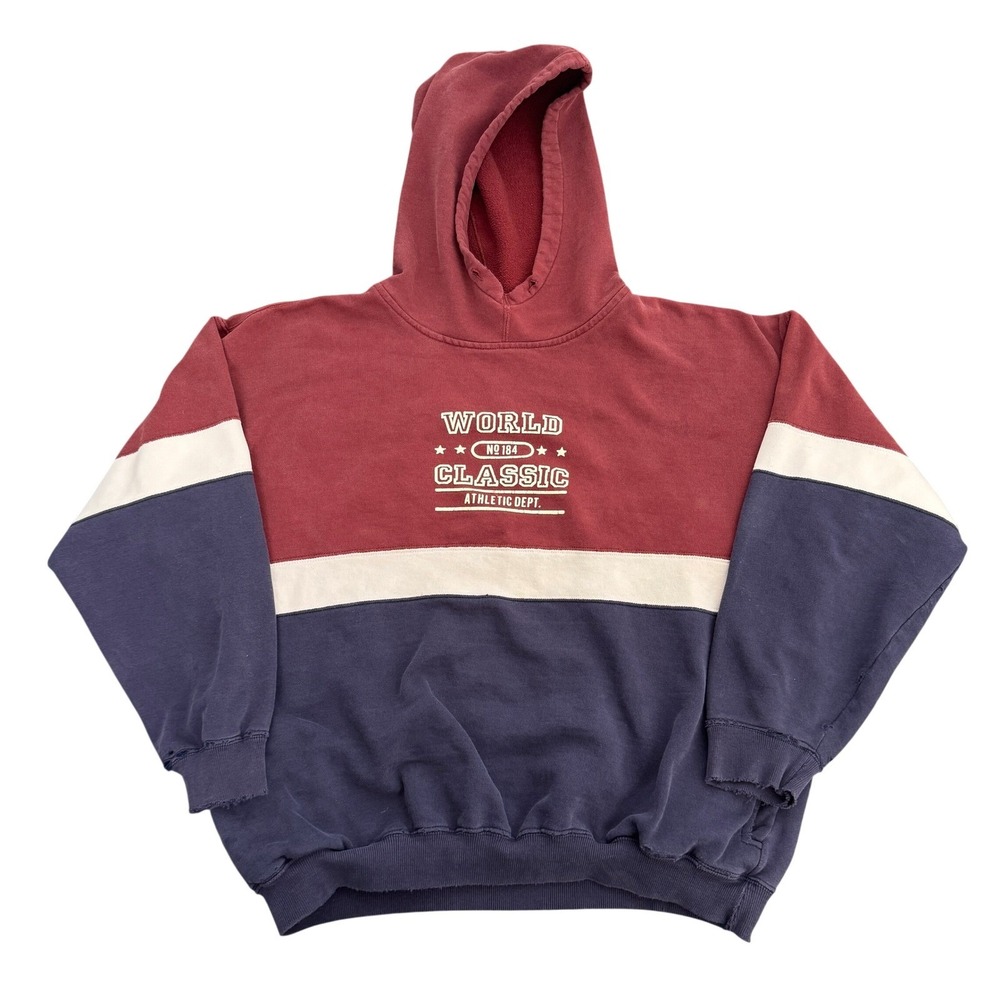 Vintage Gap World Classic Athletic Dept Colorblock Hoodie Red Blue XL